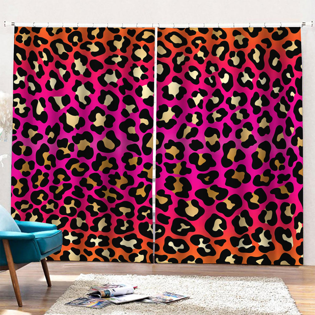 Orange And Purple Leopard Print Pencil Pleat Curtains