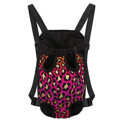 Orange And Purple Leopard Print Pet Carrier Backpack