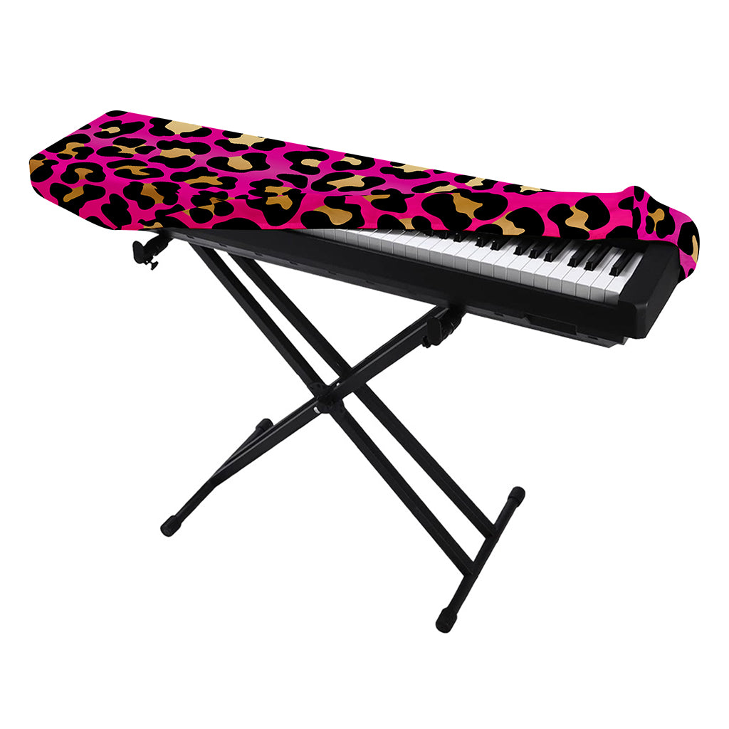Orange And Purple Leopard Print Piano Keyboard Cover