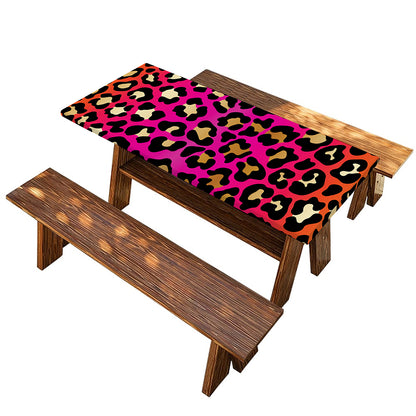 Orange And Purple Leopard Print Picnic Table Cover