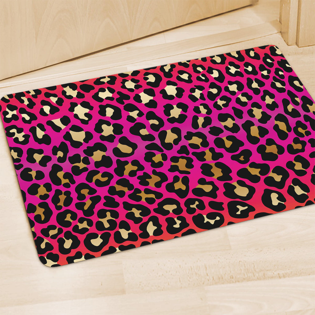 Orange And Purple Leopard Print Polyester Doormat