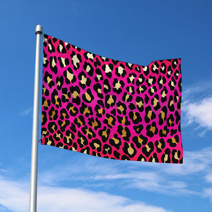 Orange And Purple Leopard Print Polyester Flag
