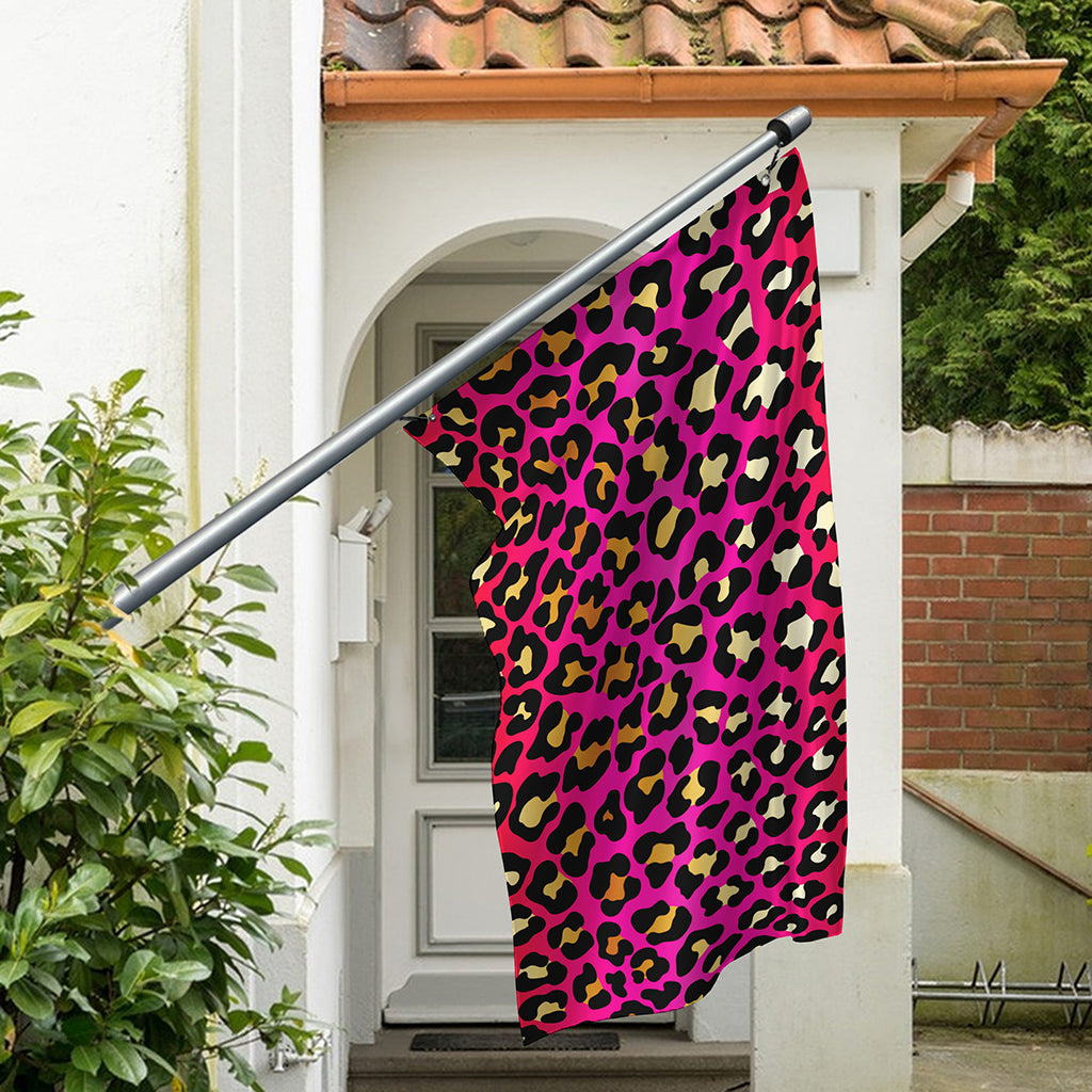 Orange And Purple Leopard Print Polyester Flag