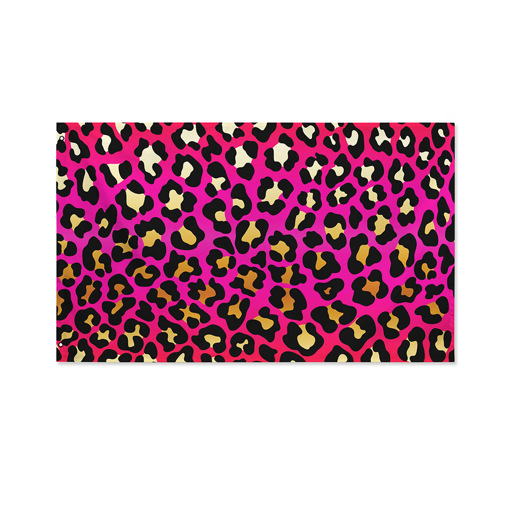 Orange And Purple Leopard Print Polyester Flag