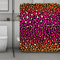 Orange And Purple Leopard Print Polyester Shower Curtain