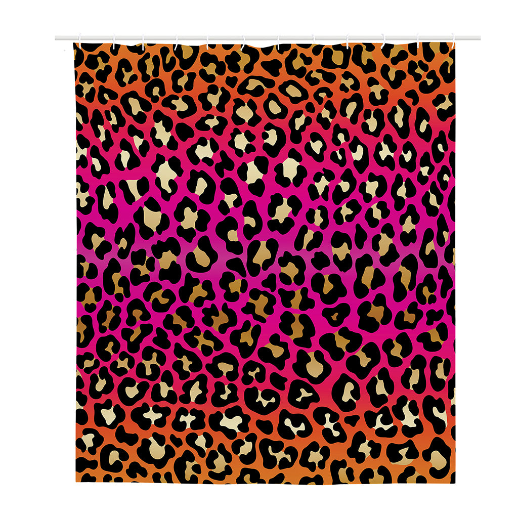 Orange And Purple Leopard Print Polyester Shower Curtain
