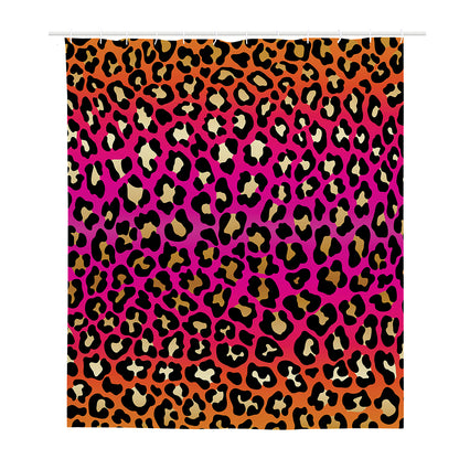 Orange And Purple Leopard Print Polyester Shower Curtain