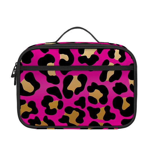 Orange And Purple Leopard Print Portable Lunch Bag