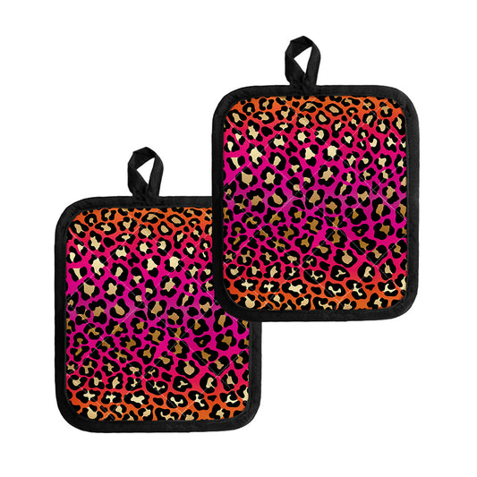 Orange And Purple Leopard Print Pot Holders