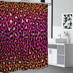 Orange And Purple Leopard Print Premium Shower Curtain