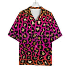 Orange And Purple Leopard Print Rayon Hawaiian Shirt
