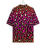 Orange And Purple Leopard Print Rayon Hawaiian Shirt