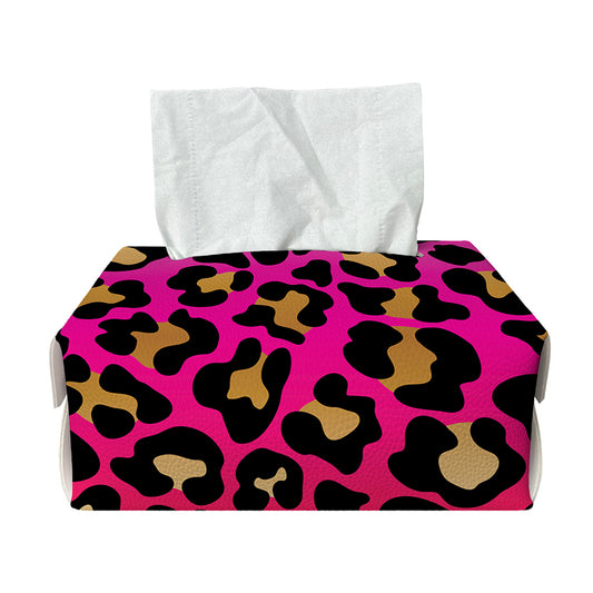 Orange And Purple Leopard Print Rectangle Tissue Box Cover