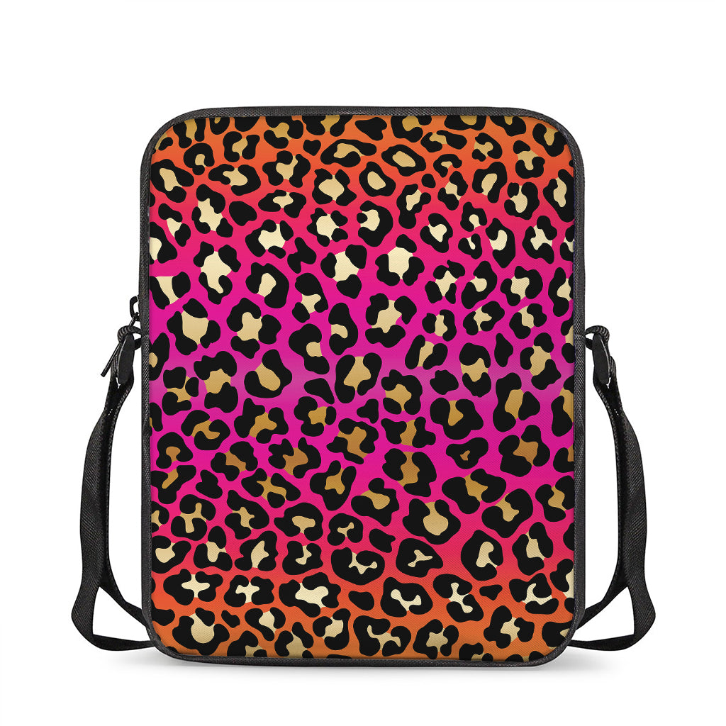 Orange And Purple Leopard Print Rectangular Crossbody Bag