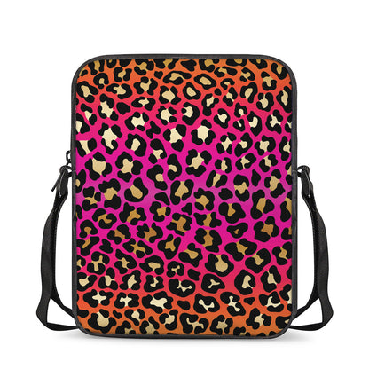 Orange And Purple Leopard Print Rectangular Crossbody Bag