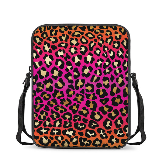 Orange And Purple Leopard Print Rectangular Crossbody Bag