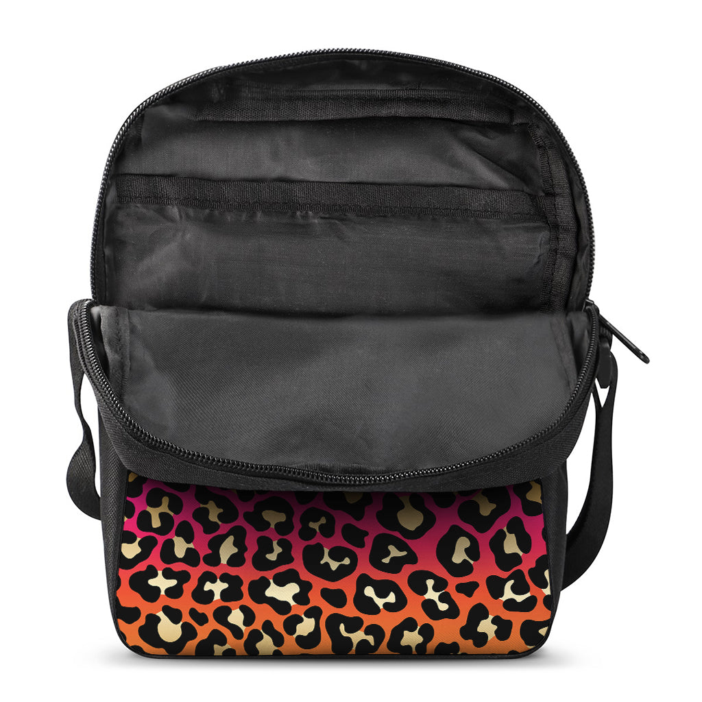 Orange And Purple Leopard Print Rectangular Crossbody Bag