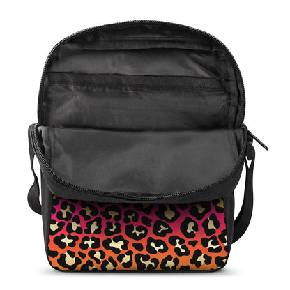 Orange And Purple Leopard Print Rectangular Crossbody Bag