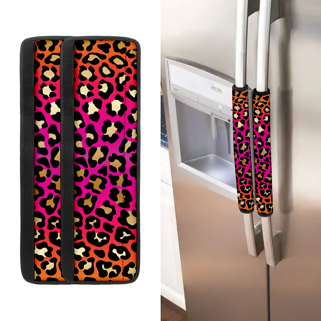 Orange And Purple Leopard Print Refrigerator Handle Covers