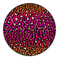 Orange And Purple Leopard Print Round Floor Mat