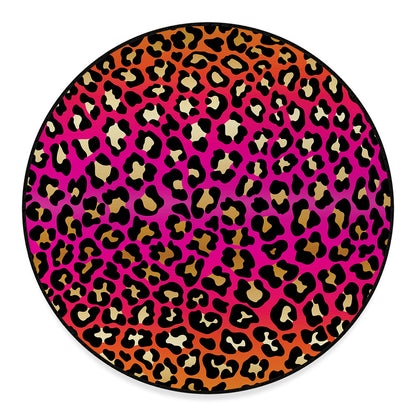 Orange And Purple Leopard Print Round Floor Mat