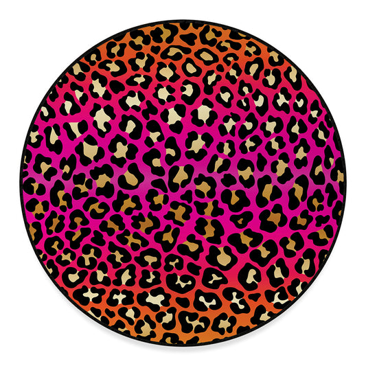 Orange And Purple Leopard Print Round Floor Mat