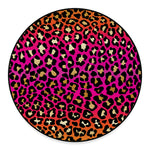Orange And Purple Leopard Print Round Floor Mat