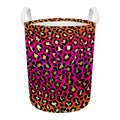 Orange And Purple Leopard Print Round Laundry Basket