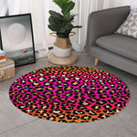 Orange And Purple Leopard Print Round Rug