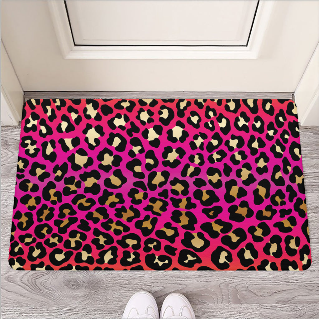 Orange And Purple Leopard Print Rubber Doormat