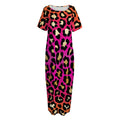 Orange And Purple Leopard Print Short Sleeve Long Nightdress