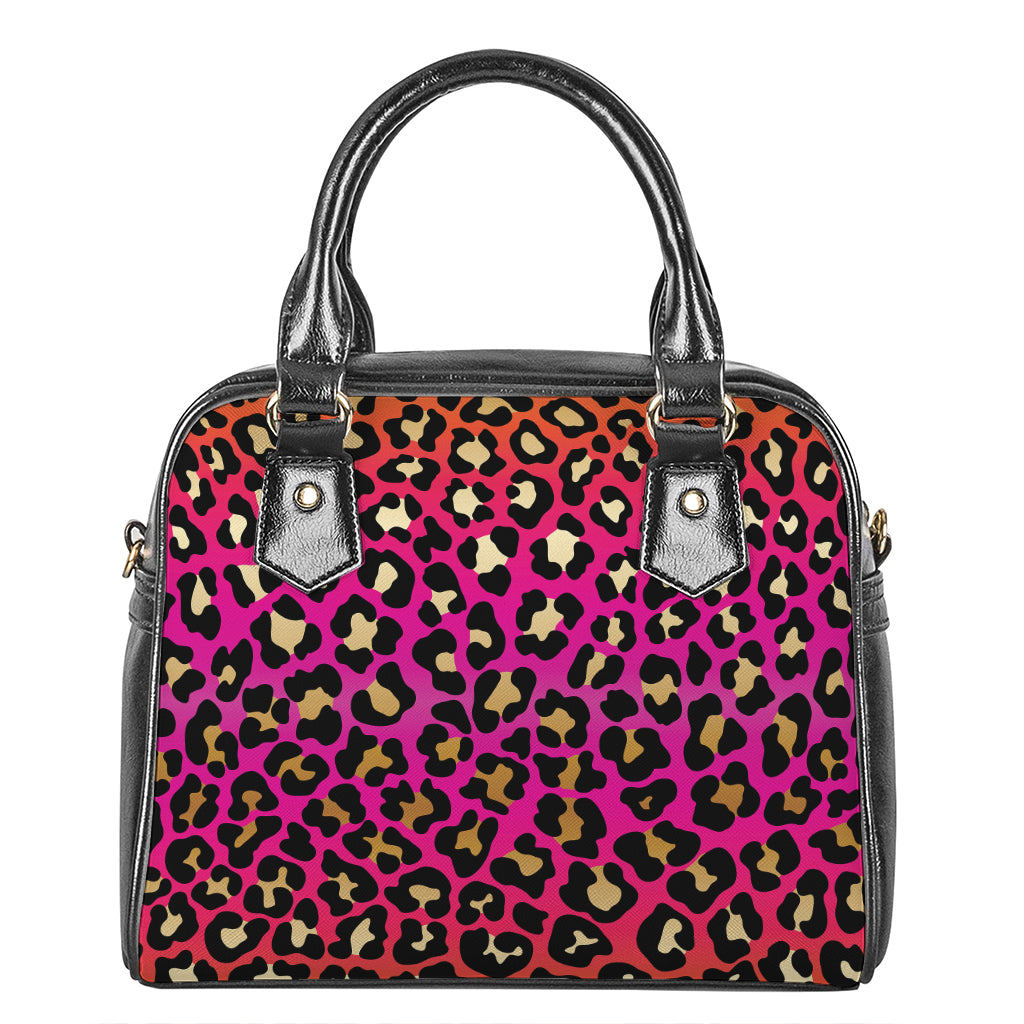 Orange And Purple Leopard Print Shoulder Handbag