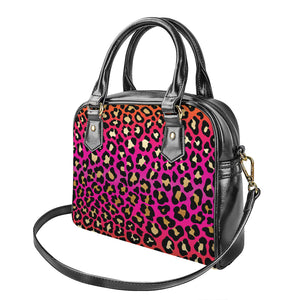 Orange And Purple Leopard Print Shoulder Handbag