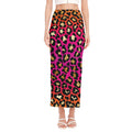 Orange And Purple Leopard Print Side Slit Maxi Skirt