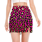 Orange And Purple Leopard Print Side Slit Mini Skirt