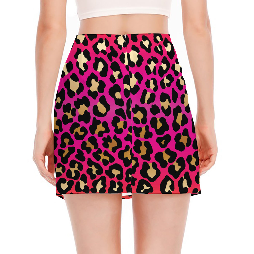 Orange And Purple Leopard Print Side Slit Mini Skirt