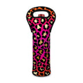 Orange And Purple Leopard Print Single Neoprene Wine Tote