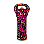 Orange And Purple Leopard Print Single Neoprene Wine Tote