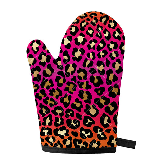 Orange And Purple Leopard Print Single Oven Mitt