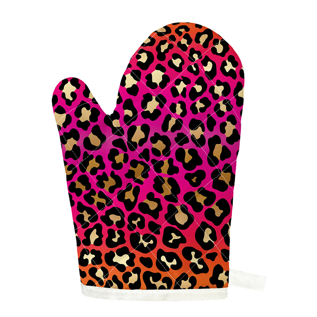 Orange And Purple Leopard Print Single Oven Mitt