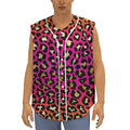 Orange And Purple Leopard Print Sleeveless Baseball Jersey