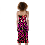 Orange And Purple Leopard Print Slim Fit Midi Cami Dress