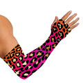 Orange And Purple Leopard Print Sun Protection Arm Sleeves