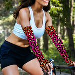 Orange And Purple Leopard Print Sun Protection Arm Sleeves