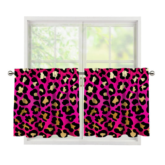 Orange And Purple Leopard Print Tier Curtains