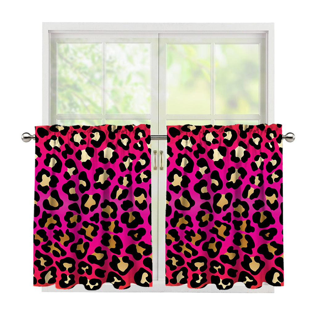 Orange And Purple Leopard Print Tier Curtains