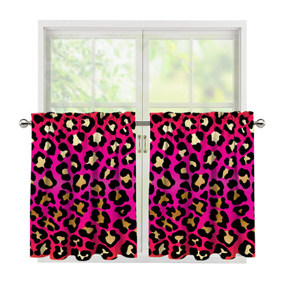 Orange And Purple Leopard Print Tier Curtains