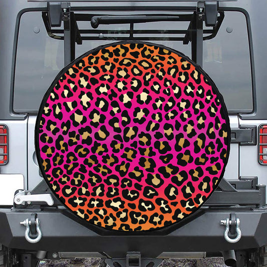 Orange And Purple Leopard Print Tire Cover