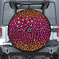 Orange And Purple Leopard Print Tire Cover With Camera Hole