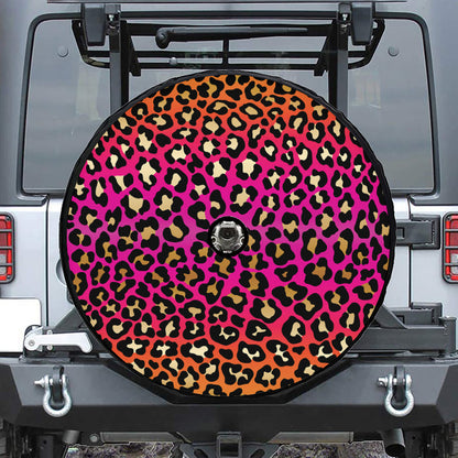 Orange And Purple Leopard Print Tire Cover With Camera Hole